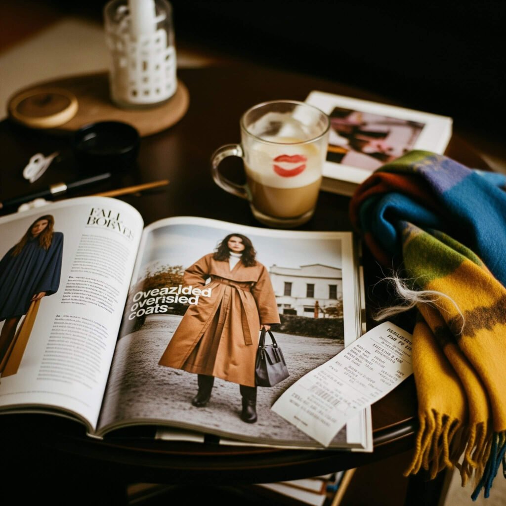 Chicago apartment coffee table with fall fashion magazine