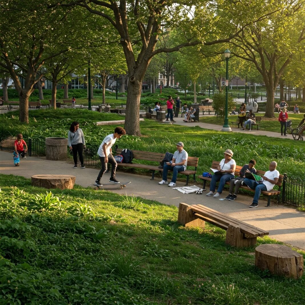 Diverse Community in Urban Park