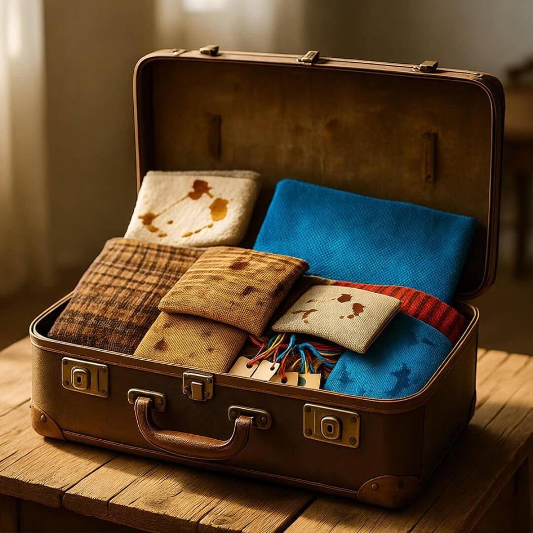 Fashion with a Conscience: How to Support Ethical Labels Foggy mirror with crumpled receipts, question marks.